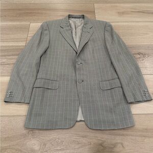 Ermenegildo Zegna Saks Fifth Avenue Men’s 40R Wool Windowpane Gray Sport Coat